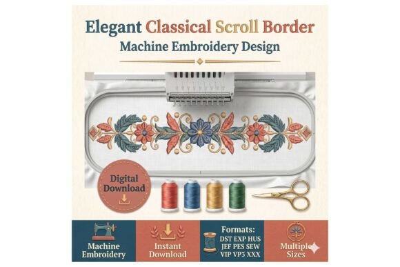 Boho Floral Border Vintage Folk: A Must-Have Embroidery Design for Sellers