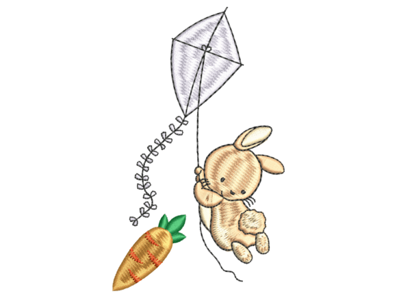 Cute Bunny Kite Carrot: A Delightful Embroidery Design for Handmade Gifts