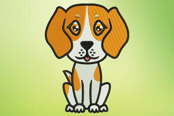 Cute Cartoon Beagle Puppy: A Seasonal Embroidery Gem
