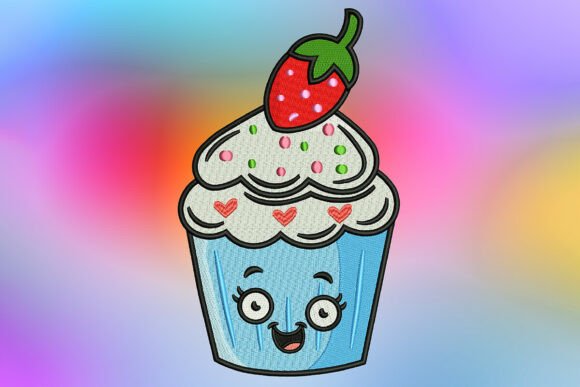 Cute Vanilla Strawberry Cupcake: A Sweet Touch for Embroidery Projects