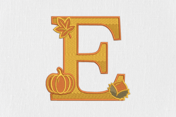 Letter E Autumn Monogram: A Seasonal Embroidery Gem