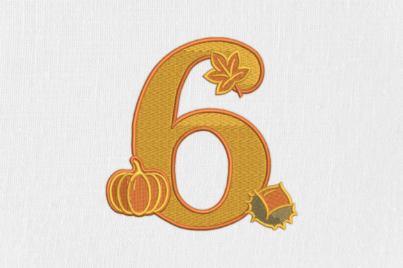 Number 6 Autumn Monogram: A Seasonal Embroidery Gem