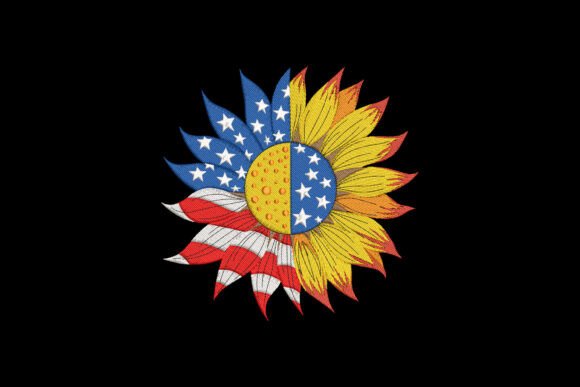 Patriotic Sunflower: A Seasonal Embroidery Gem