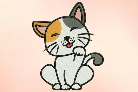 Playful Paw Licking Cat Embroidery Design Review