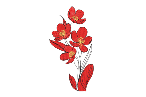 Red Wildflower: A Fresh Embroidery Design for Boutique Sweatshirts