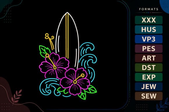 Tropical Surfboard Summer Embroidery Design Review